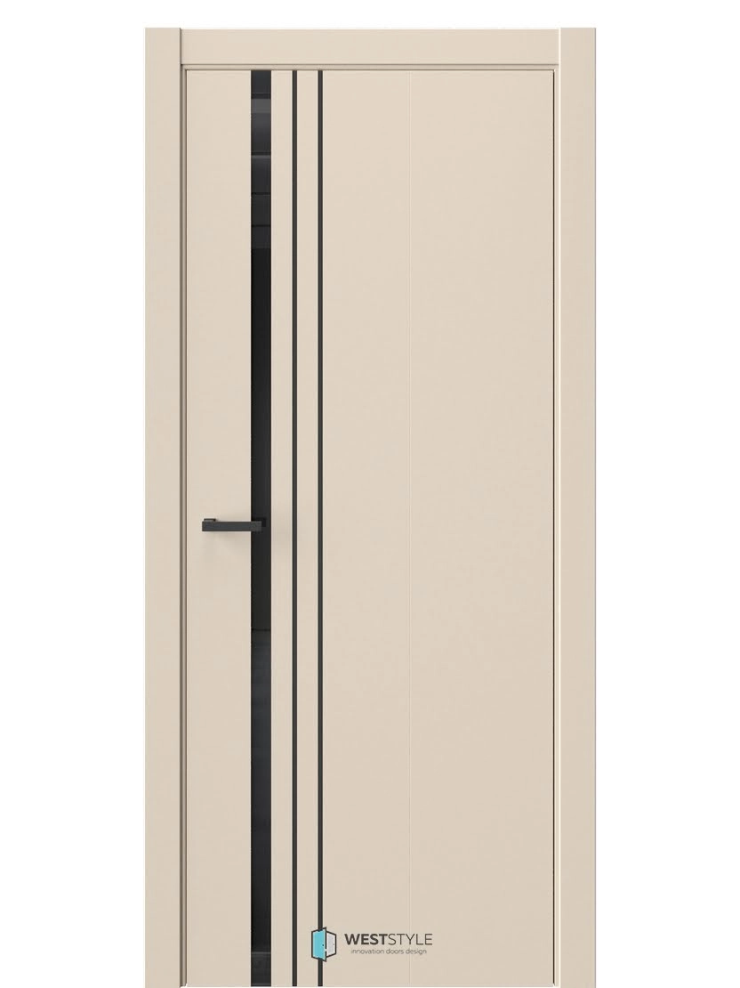 Межкомнатная дверь WestStyle Moderno Стелла 3ML ДО Lacobel Черное Лазурный песок